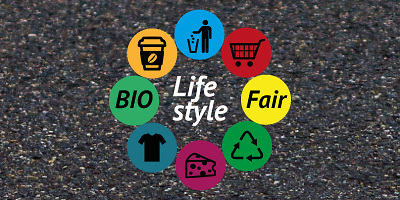 Grafik mit Lifestyle-Themen (FairTrade, Bio, Konsum)