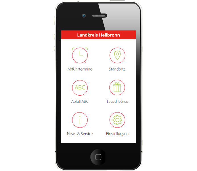 Ansicht der Abfall-App des Landkreises Heilbronn auf einem Smartphone