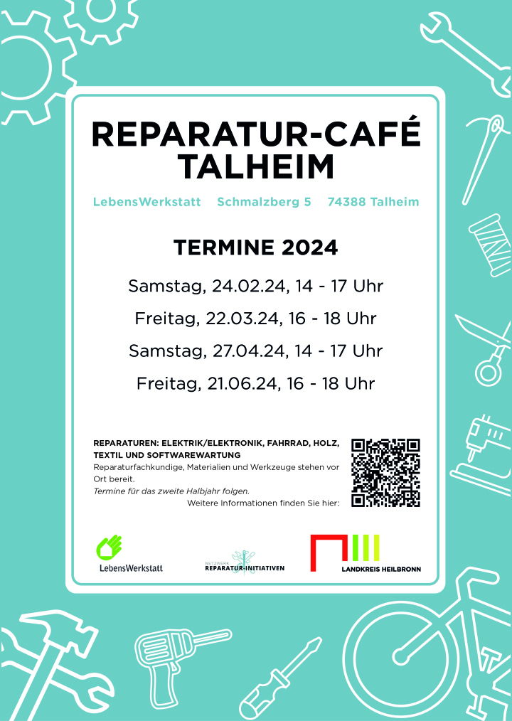 Plakat Reparatur-Café Talheim Terminübersicht 2024